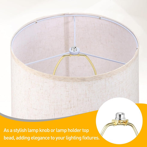 2Pcs 0.49" 1/4-27 uxcell Tall Lamp Finials Silver, Thread Lamp Cap Knob Decoration Screw Cap Nuts with Cleaning Cloth