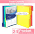Forvencer 24 Pocket Project Organizer, 1/3-cut Tab Binder with Sticky Labels, Multi Pocket Folder, Blush