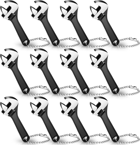 Chumia 12 Pieces Adjustable Hand Wrench, Black Spanner Tool with Wide Jaw