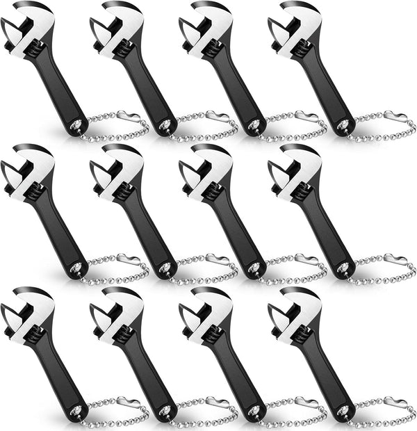 Chumia 12 Pieces Adjustable Hand Wrench, Black Spanner Tool with Wide Jaw