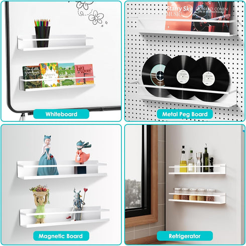 WYLUNBI 2 15.7'' 2.7'' 2.7'', 12 lbs Pcs Magnetic Metal Book Shelves, x x Special for Whiteboard, Classroom and Fridge