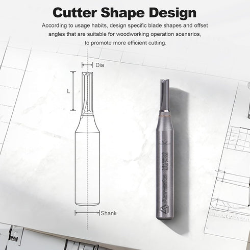 1/4" 1/8" 3/8" Straight Router Bits Shank, Cut Diameter, Cut Length, Useful for Plunging Capabilities for Cutting