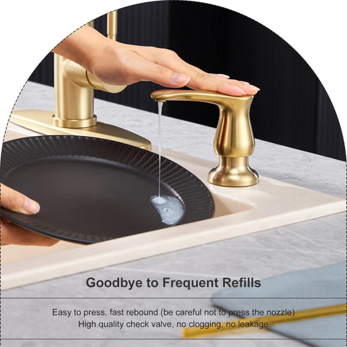 40" GAGALIFE Kitchen Sink Soap Dispenser Brushed Gold, Under Sink Soap Dispenser with Silicone Extension Tube Kit,Say