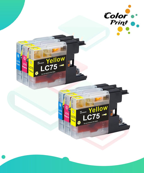 Brother LC75C LC75M LC75Y Ink Cartridge Replacement Compatible (6PCS, 2C2M2Y) for MFC Printers