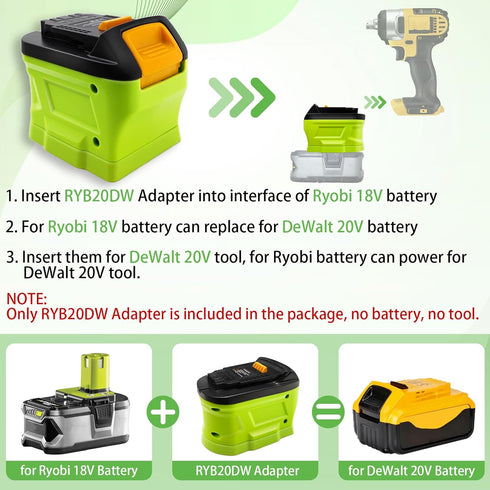 ZDTZ Battery Adapter for Ryobi 18V to for Dewalt 20V Max Battery, for Ryobi 18V ONE+ Battery P107 P108 Convert for Dewalt 20V Tools