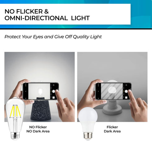 Bulb Dimmable, 4W 40W, 5000k E26 Bulbs, 450LM, 95+ Pack 6 Hizashi Vintage LED Edison Equivalent Daylight, Base Led