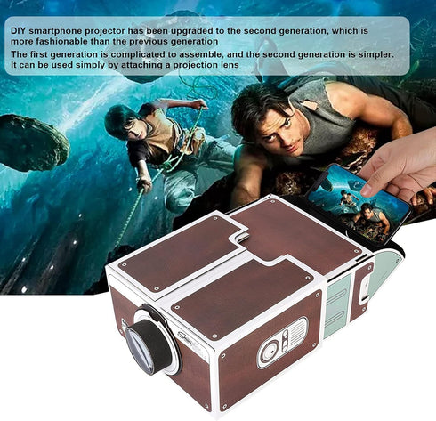 TOPINCN 8X Mini DIY Smartphone Projector, Magnification, Portable Home Cinema Mobile Phone Projector Smart Portable