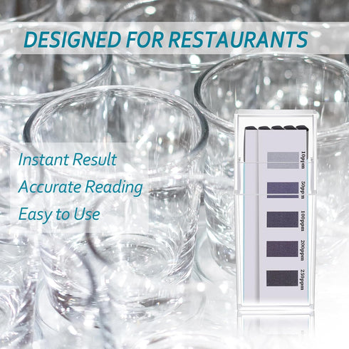 400 4 100 0-250 Threlaco Pcs Chlorine Test Strips for Food Service and Restaurants Vial of Sanitizer Bleach Test Strips