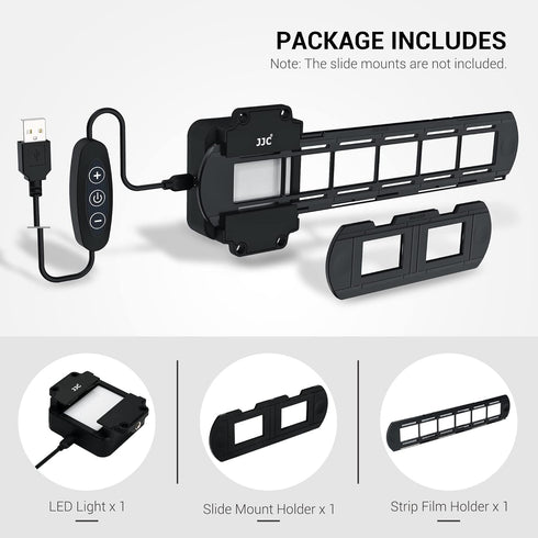 Kiorafoto 35mm Set 10 JJC Negative Film Scanning Copying LED Light Includes Slides Holder, Film Strip Holder, USB Light