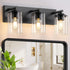 Mikniri 3-Light Bathroom Light Fixtures, Matte Black Bathroom Vanity Lighting Over Mirror with