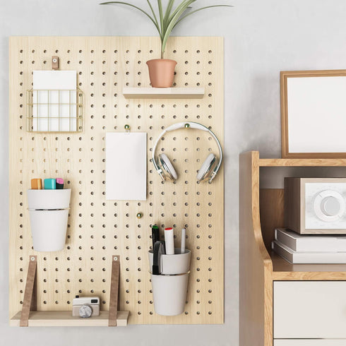 Kuhome 6 Sets Pegboard Hooks with Pegboard Cups, Ring Style Pegboard Bins for Organizing Storage, White Cup Holder