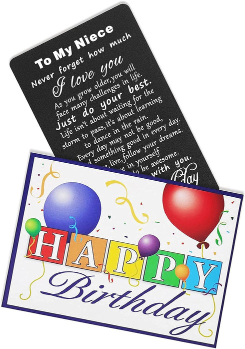 TANWIH Happy Birthday Niece Card, Inspirational Engraved Greeting Card for Niece