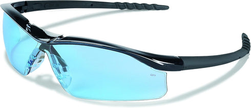 MCR Safety DL113 Dallas Safety Glasses with Polished Black Frame and Light Blue Lens