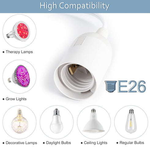 15Ft 4-Pack 360W E26 E27 UL Extension Hanging Lantern Cord Cable JACKYLED with Socket On/Off Button Pendant Lighting