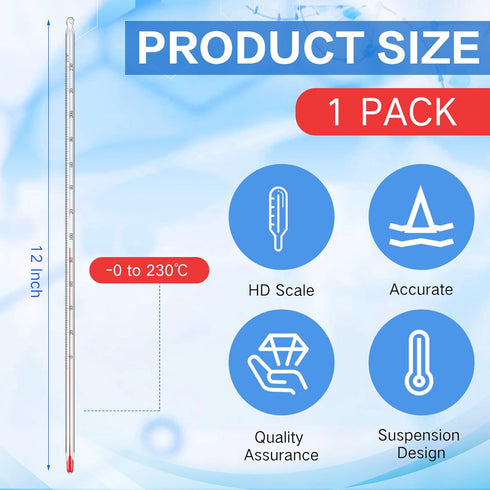 Relaxweex 12 Inch Immersion Clear(0 230 General Purpose Lab Thermometer Total Glass Liquid in Glass Thermometer