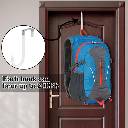 20 Pack Over The Door Hooks, White Rubber Surface Door Hanger Hooks for Bathroom, Kitchen, Hanging Towels, Bags