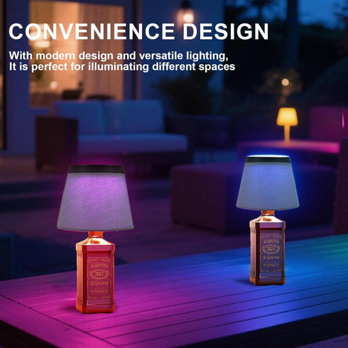 Dimmable(RGB 1pc) Wireless Bottle Lamp,Small Bedside Table Lamp,RGB LED Bottle Light with Remote Blue Gray