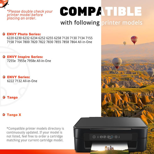 COCCINK 64XL Ink Cartridge Replacement for HP Envy Inspire 7255e, 7955e, 7958e, Envy Photo 7855, 7858, 7120, 7155,
