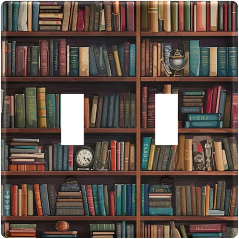 YETTASBIN 3-gang 6 Library Bookshelf Toggle Light Switch Cover, Unbreakable Wall Plate Cover with Screws for Living