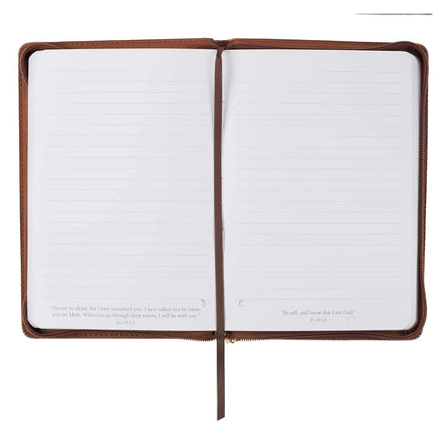 Classic Faux Leather Journal, I Know The Plans Jeremiah 29:11 Bible Verse, Brown, Lined Pages, Zipper Closure