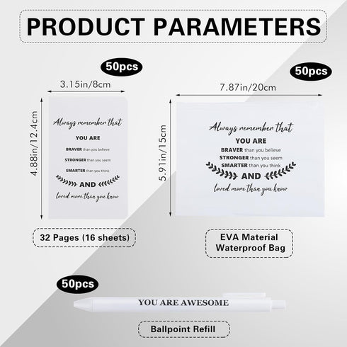 Seajan 150 Pcs Inspirational Gifts Bulk, 50 Pcs Pen, Notepad, Makeup Bag for Teachers, Employees