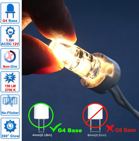 G4 LED Bulbs 10W-20W T3 Halogen 12V Landscape Replacement, JC Bi-Pin Base G4 1.5W AC/DC 12V for RV Under Cabinet Puck Light Chandeliers Track Outdoor Path Lighting,Warm White 2700K (10 Pack) by Ziomitus