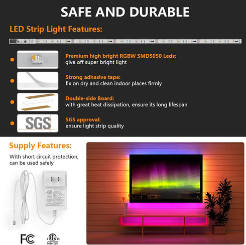6 Counter, 9.8ft RGBW Under Cabinet Lighting Kit with App and Remote Control PCS LED Strip Lights for Kitchen Cabinet