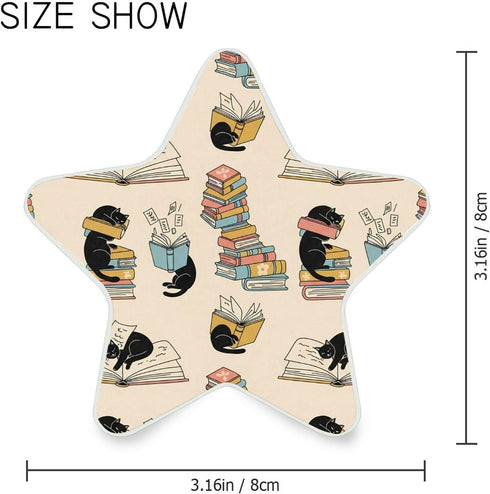 Burbuja 0.2W Cat in Books LED Night Light Plug into Wall Star-Shaped Nightlight Dusk to Dawn Auto Sensor for Bedroom