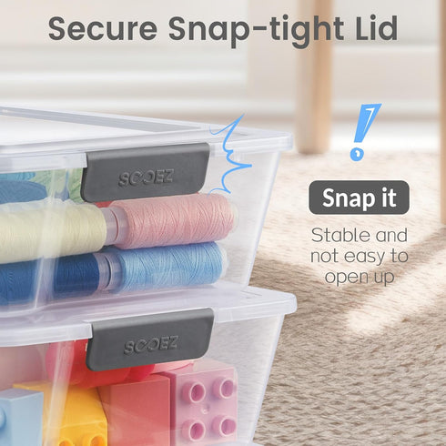 6 Pack Sooez Pencil Boxes, New Extra Large Pencil Case, Plastic Crayon Pen Box, Clear Marker Organizer Craft Storage