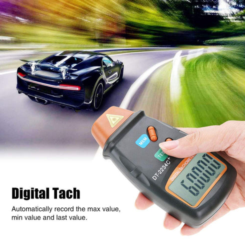 Tachometer RPM Tester, Handheld LCD Photo Laser Speed Gun, Digital Tachometer for Small Engine DT-2234C+