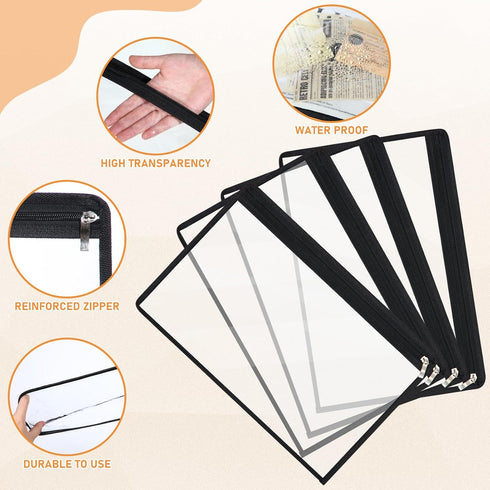 Outus 8 Pcs Clear Zipper Pouches, PVC Makeup Pouch Envelopes for Document File Organization, Office Supplies