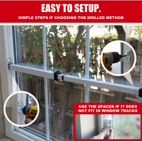 (14.25" 37") SecurityMan Window Security Bar - Easy Install for Horizontal/Vertical Windows - Adjustable Window Lock