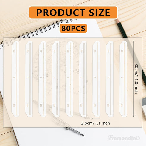 Framendino 80 Pack Magazine Holders, 3 Hole Punched for 3 Ring Binder, Organizer Insert Strips for File Book Craft