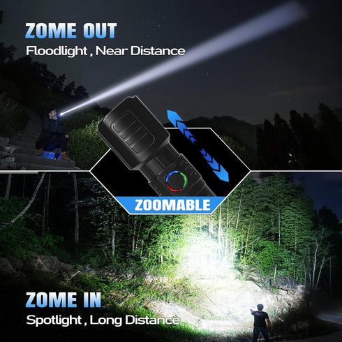 3 (2 Pack) Tactical Flashlights Torch High Lumens Rechargeable, Modes Led Waterproof Zoomable Linternas Handheld Small