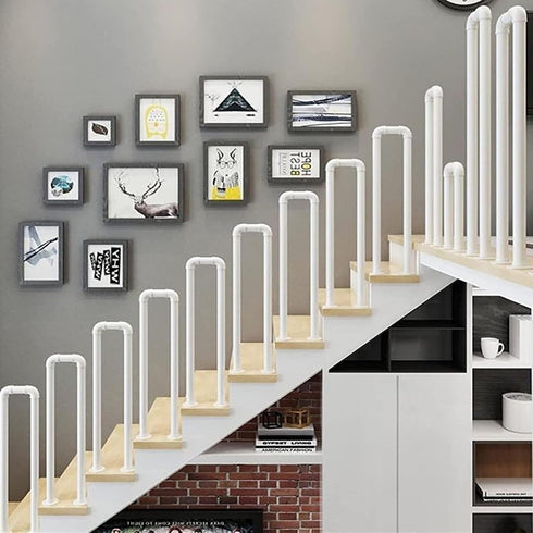 PAUANI Railing(White,35cm) Stair Railing - U-Shaped Wrought Iron Stair Handrails, Elderly Children's Guardrail