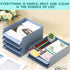 TecUnite 8 Pieces Stackable Blue Letter Trays for Desk, Rectangular Plastic File Organizer for Office Classroom Desktop