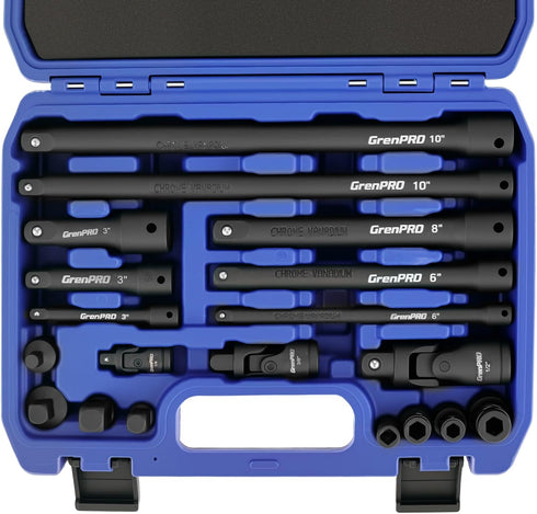 GRENPRO Impact Socket Extension Set 19-Piece 50BV30, Socket Extension Bar, Swivel Universal