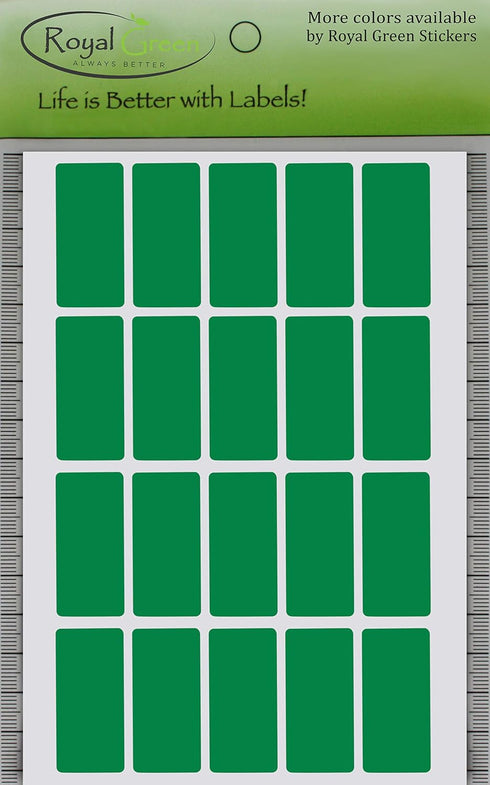 Royal Green Rectangle Sticker Tabs for Index Cards - Color Coding Stickers 300 Pack