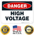 High Voltage Sign, Danger 10x7 Inches, Rust Free .040 Aluminum, Fade Resistant, Made in the USA