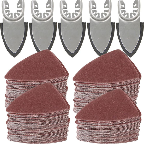 130Pcs Oscillating Tool Detail Sanding Pads Kit, 5Pcs Finger Pads, 125Pcs Sandpaper for Wood and Plaster