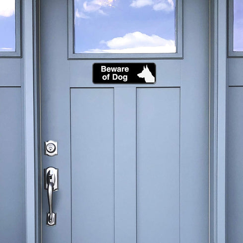 Excello Global Products Beware of Dog Sign, Easy to Mount Informative Plastic Sign with Symbols, Pack of 3