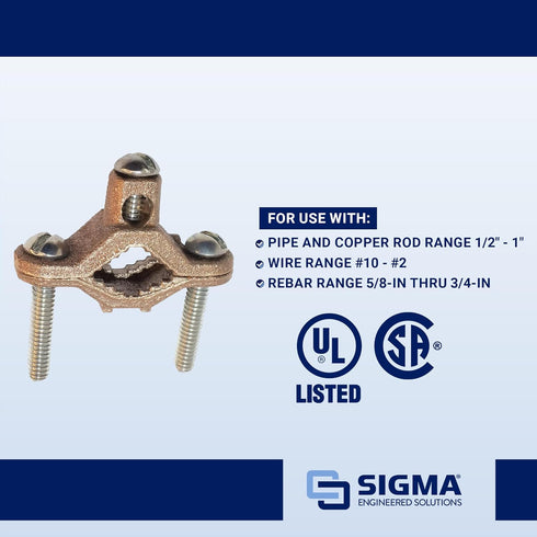 SIGMA ENGINEERED SOLUTIONS ProConnex 41309 Ground Clamp, 1/2" - 1"