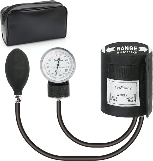 LotFancy Pediatric Aneroid Sphygmomanometer, Professional Manual Blood Pressure Cuff, 7.2"-10.5", with Zipper Case