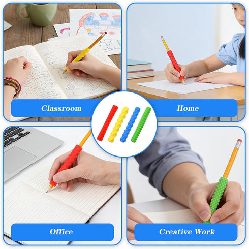 KFHENSOMR 4 Pack Sensory Pen Grips for Quiet Classroom Fidget Toys - Textured Silicone ADHD & Autism Calming Tools