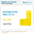 BlueStars 100 PCS YELLOW Flag Spade Terminals Female AWG 12-10, 400V, 24A Electrical Connectors Kit, Nylon Flag Spade Quick Disconnects Female Wire Connector - Right Angle