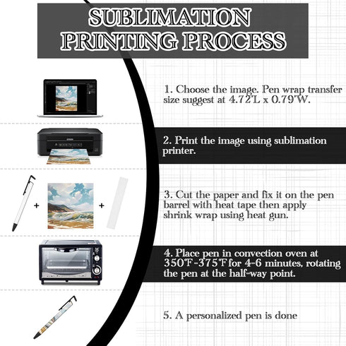Sublimation Blank Heat Transfer Ballpoint Pens - White Aluminum Customized Clip Pen for DIY School Supplies