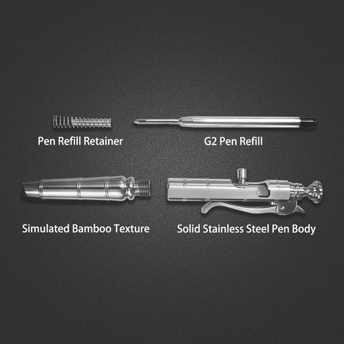 Dr. Metalleung Bolt Action Pen | Heavy Duty Stainless Steel EDC Retractable Ballpoint Pen with Pocket Clip for Smooth