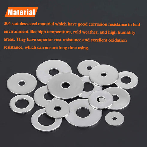50 Pieces 5/16" Stainless Flat Washers, 1" Outside Diameter, 0.055" Thickness, 18-8 (304) Stainless Steel Washers, Metal Washers, Flat Washers for Bolts Screws