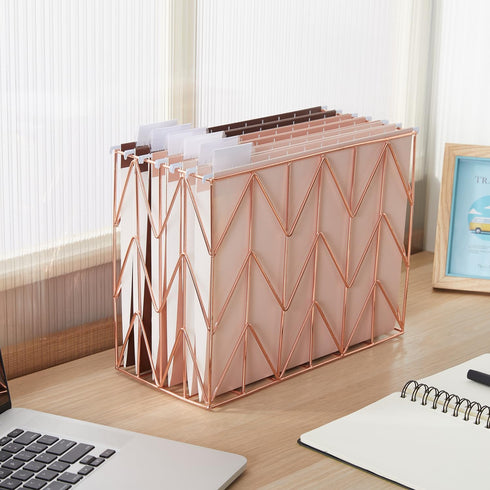 Y YOMA 6 Pack Gradient Hanging File Folders, Decorative Letter Size Folder Organizer with Adjustable Tabs, Coco Mocha