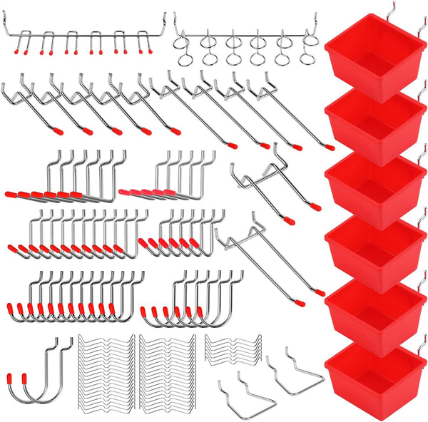 Ultimate 121-Piece Pegboard Hooks Set, Durable Accessories with Metal Hooks and Pegboard Bins